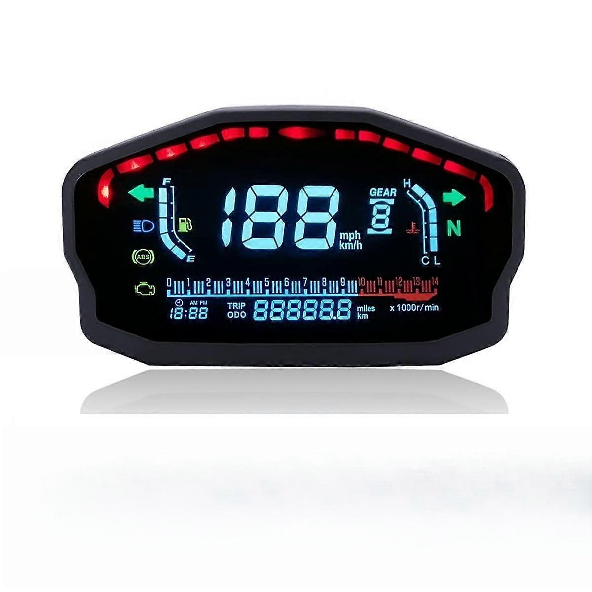 Universal Motorcycle Speedometer Odometer Odometer Speedometer,LED LCD Digital Tachometer Backlight Odometer for 1, 2, 4 Cylinders