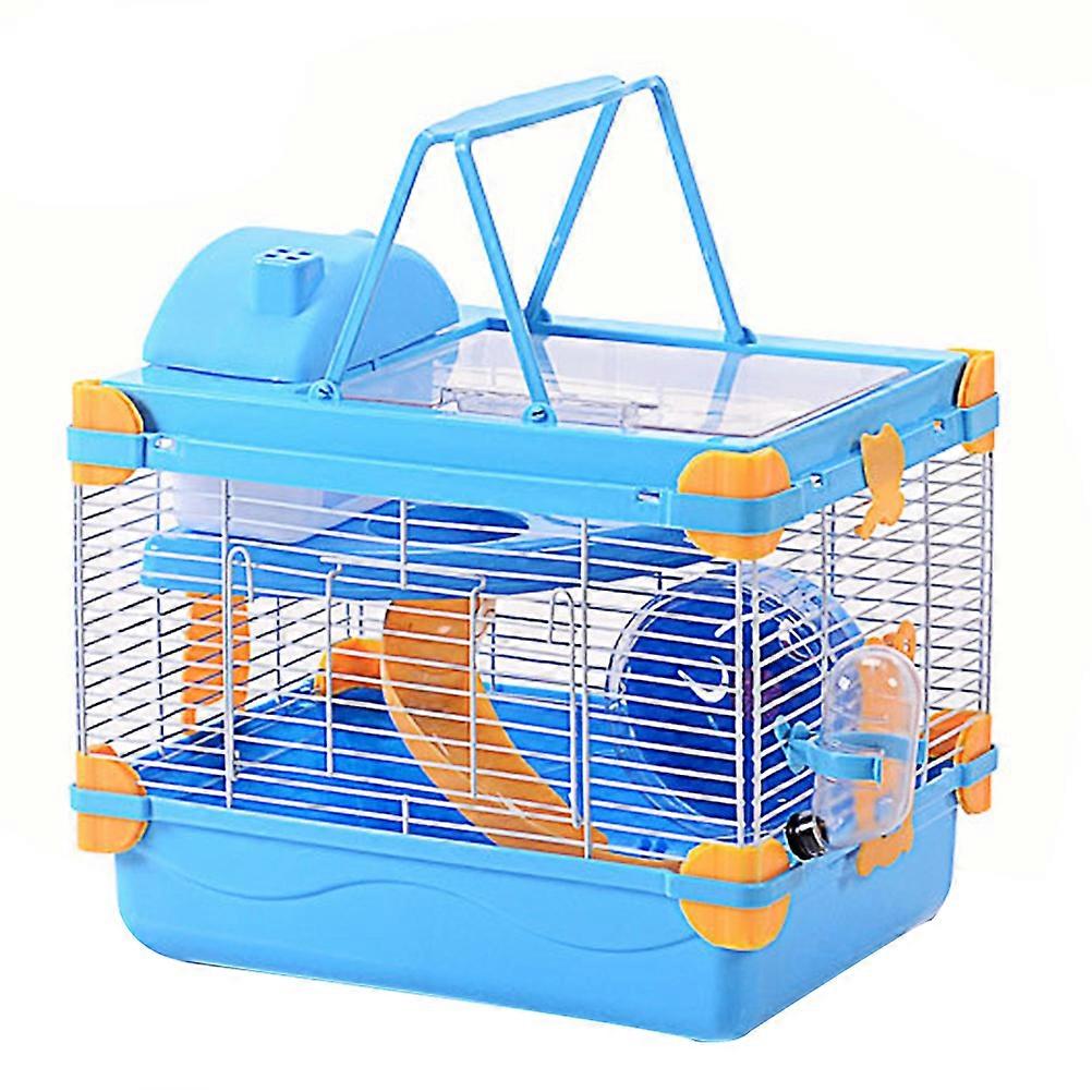 1 Set Hamster Cage with Skylight Double-layer Luxury Hamster Villa (Orange Blue)