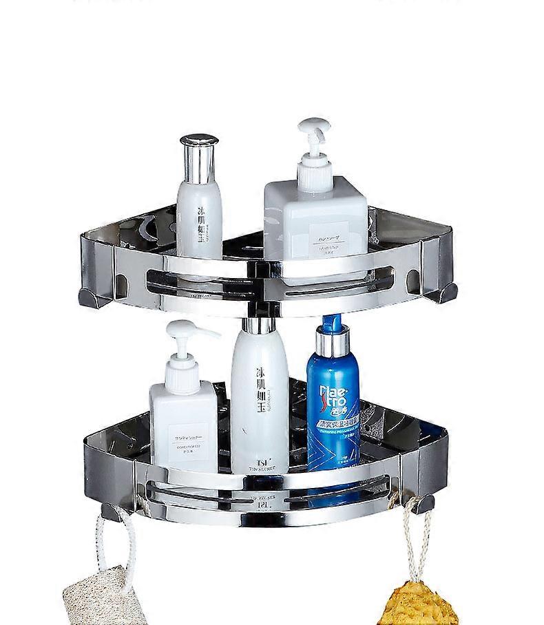 2-Pack Corner Shower Caddy, Adhesive Bath Shelf with Hooks