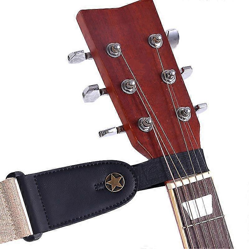 Halsrem för akustisk gitarr, gitarrhuvud, läder, gitarrtillbehör (1 st, svart)
