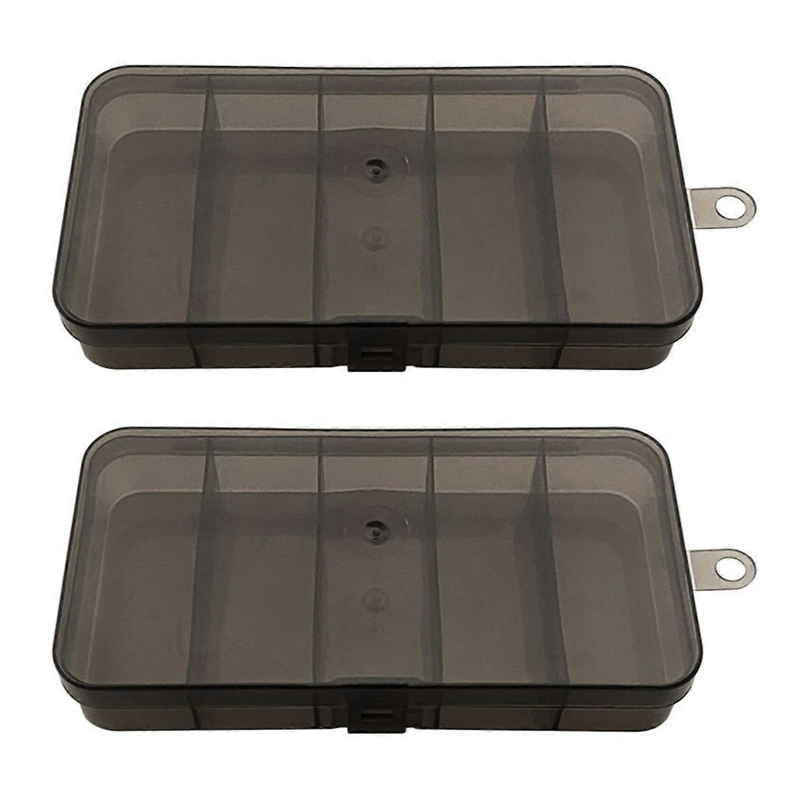 QingHai 2Pcs Fishing Bait Cases 5-Compartments Large Capacity Transparent Visible Fishing Lure Container Clear Storage Boxes