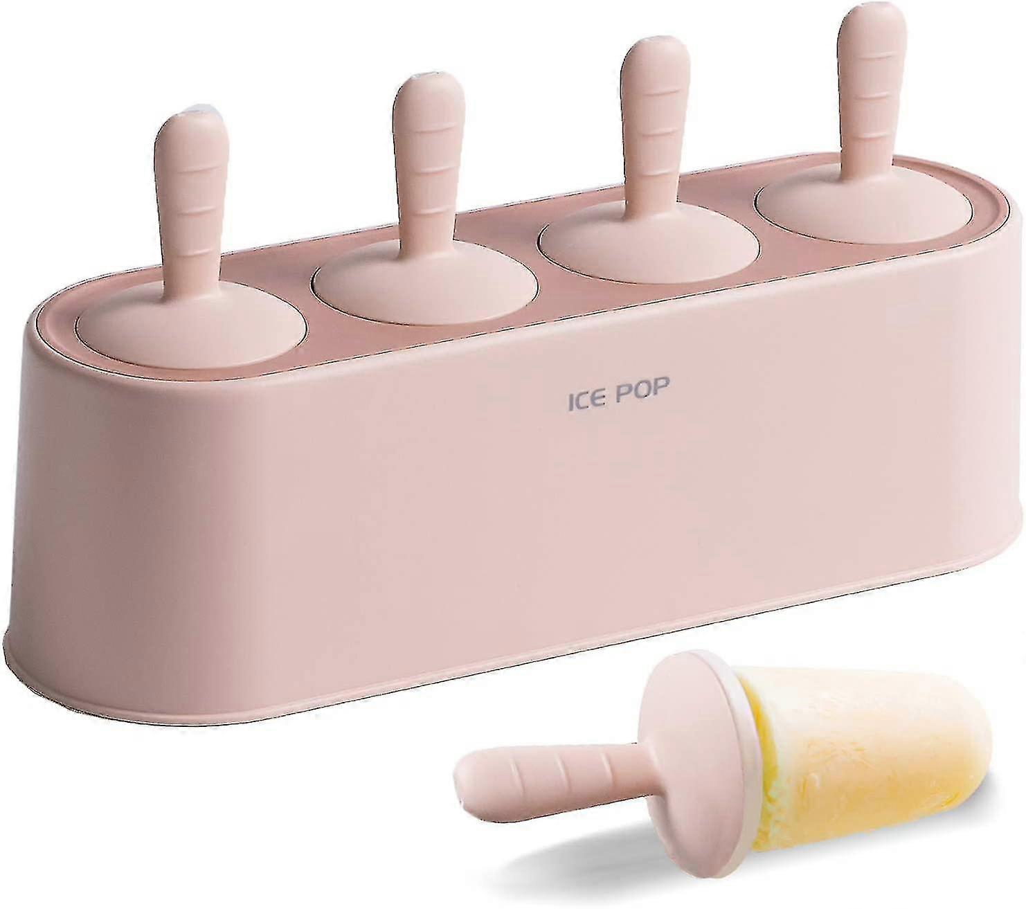 Popsicle Mold Set 4 Pieces Homemade Silicone Popsicle Maker Easy Release Ice Cream Molds Reusable Diy Pop Molds (pink)