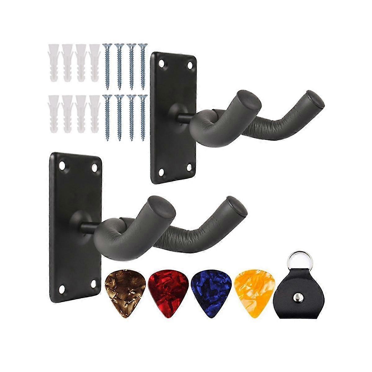 2-pack gitarrhängare gitarrkrok gitarrstativ gitarr väggmonterad hängare för elektrisk akustisk gitarr