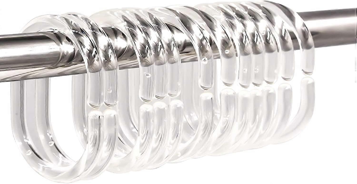 24pcs δαχτυλίδια κουρτινών ντους πλαστικά δαχτυλίδια κουρτίνας Γ δαχτυλίδια γάντζο κρεμάστρα λουτρών λουτρών βρόχο βρόχο συνδετήρα γλιστρώντας μπάνιο ντους παράθυρο ράβδος παραθύρων (σαφής)