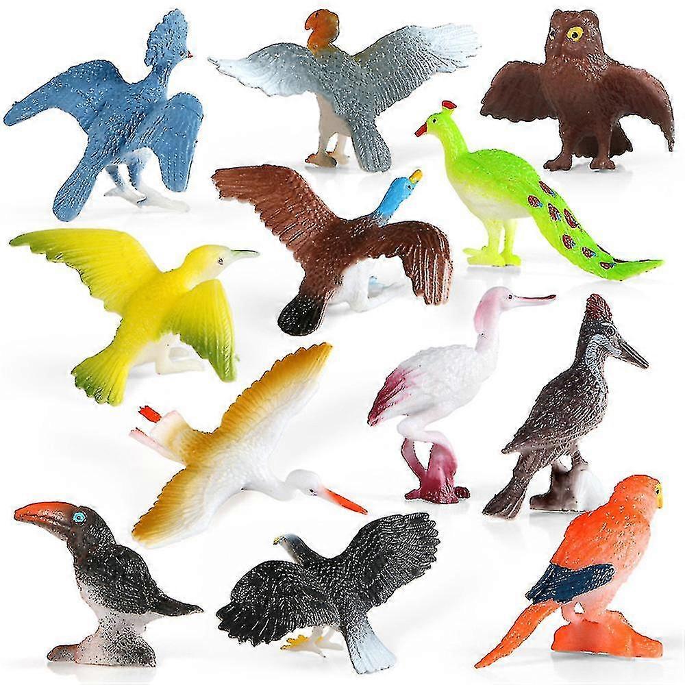 12pcs Pellicano Aquila calva Gufo delle nevi Comune struzzo Pappagallo Modello Action Toy Figure Apprendimento Educazione Uccelli Regali