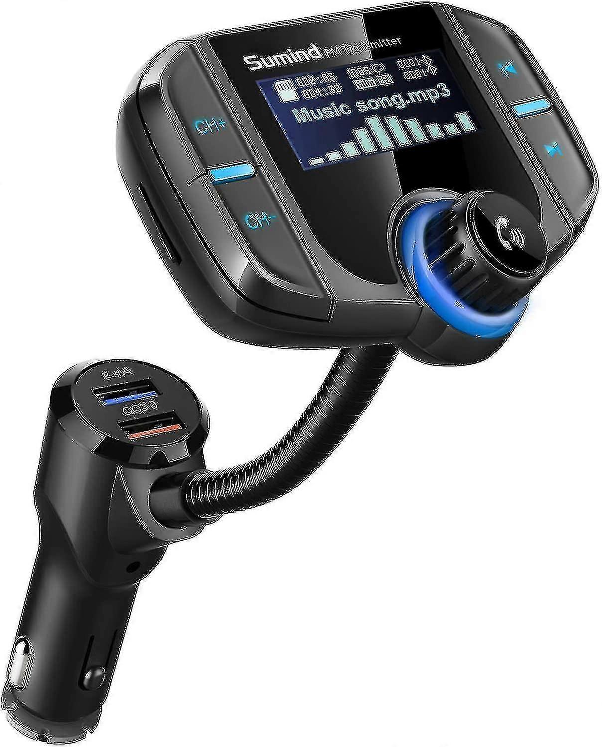 (upgraded Version) Fm Transmitter, Wireless Radio Adapter Hands-free Car Kit With 1.7 Inch Display
