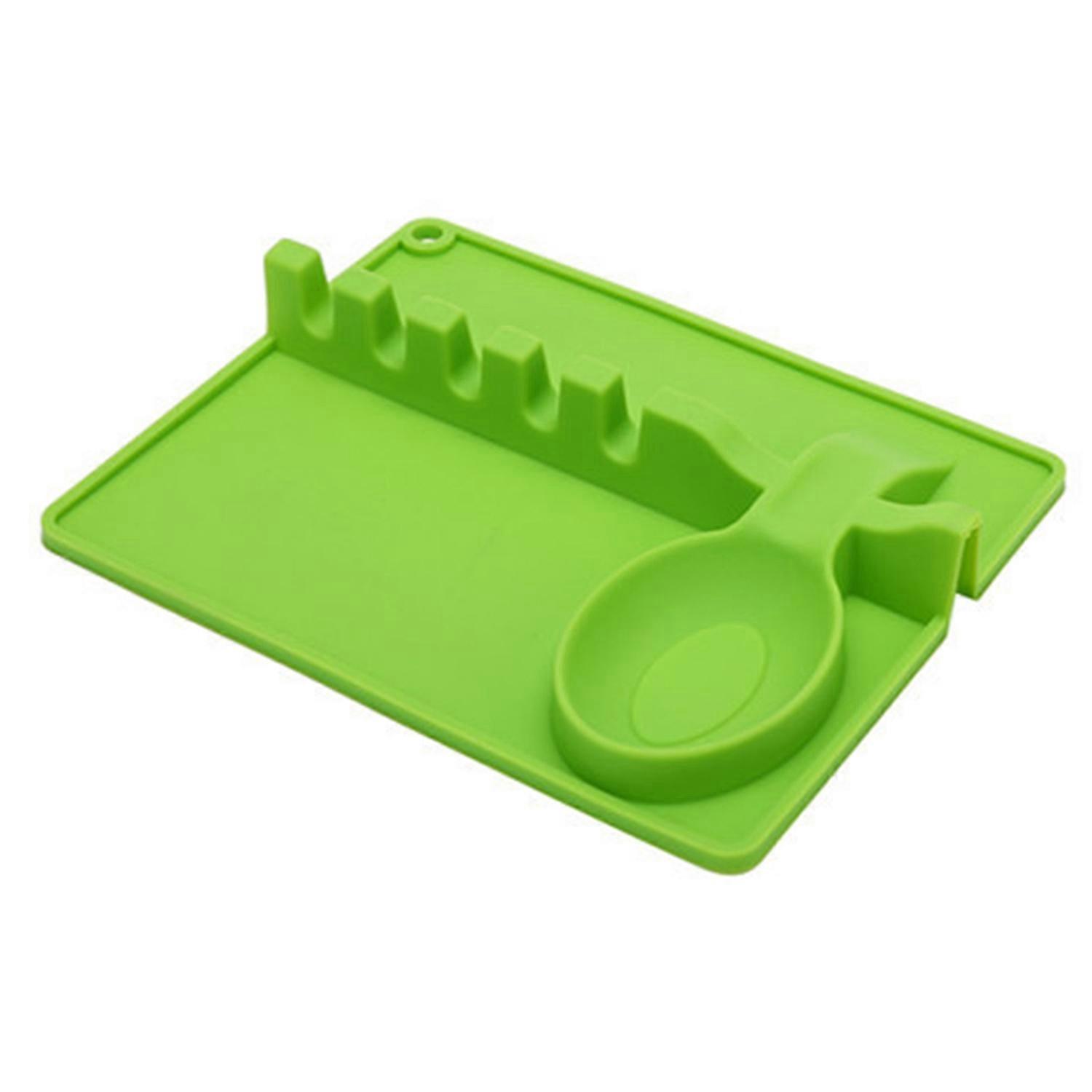 Kitchen Silicone Utensil Rest 6 Slots Large Spoon Rest And Drip Pad for Kitchen Counter Heat