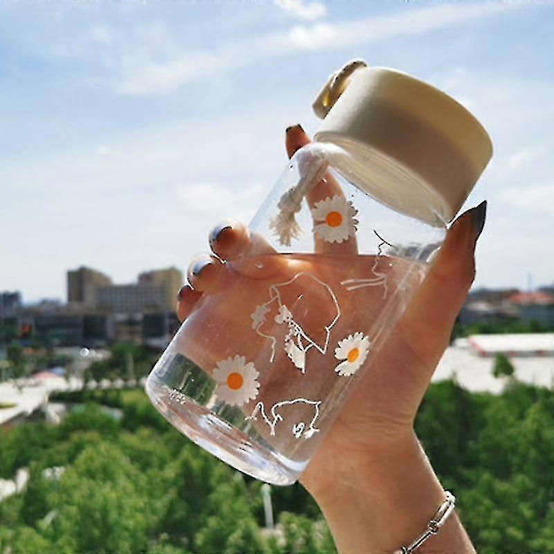 transparent flower)500ml daisy plastic small water bottles free creative