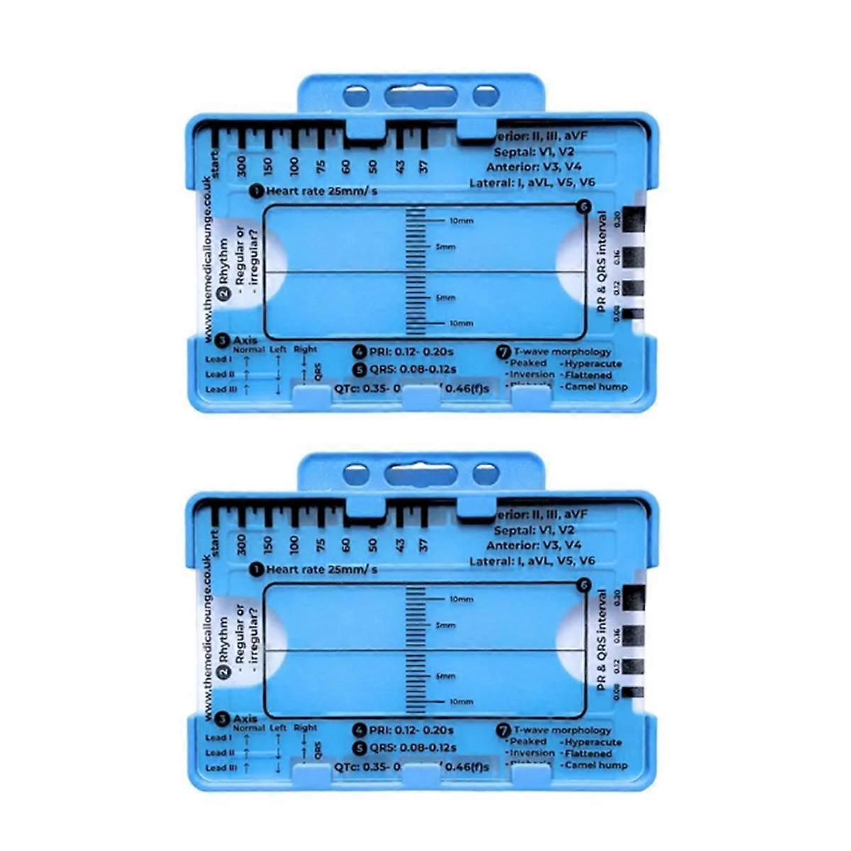2PCS ECG 7 Step Ruler, ECG 7 Step Ruler for ECG/EKG Interpretation, ECG Ruler, Portable ECG Assessm