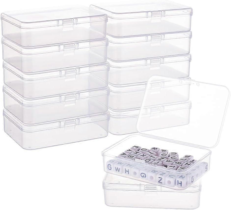12 Pack Rectangle Clear Plastic Bead Storage Containers Box Case with Lid for Earplugs Tiny Bead Dices and Other Craft Accessories - 3.7x2.5x1 Inches