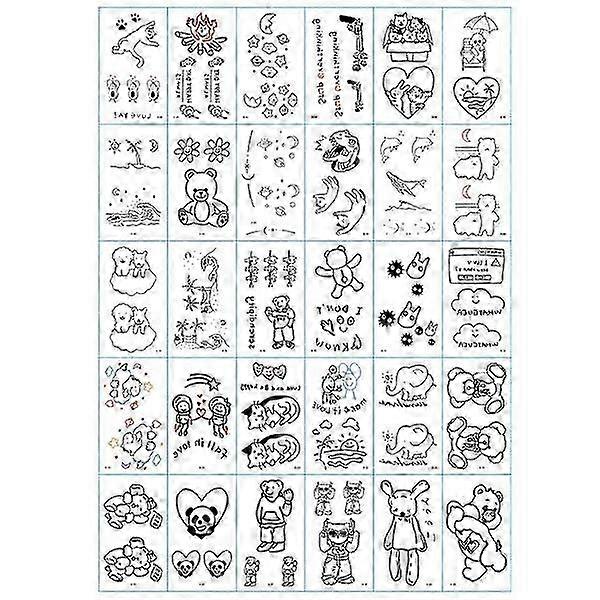30 PCS Multicolored Temporary Tattoos, Fake Tattoo Style2