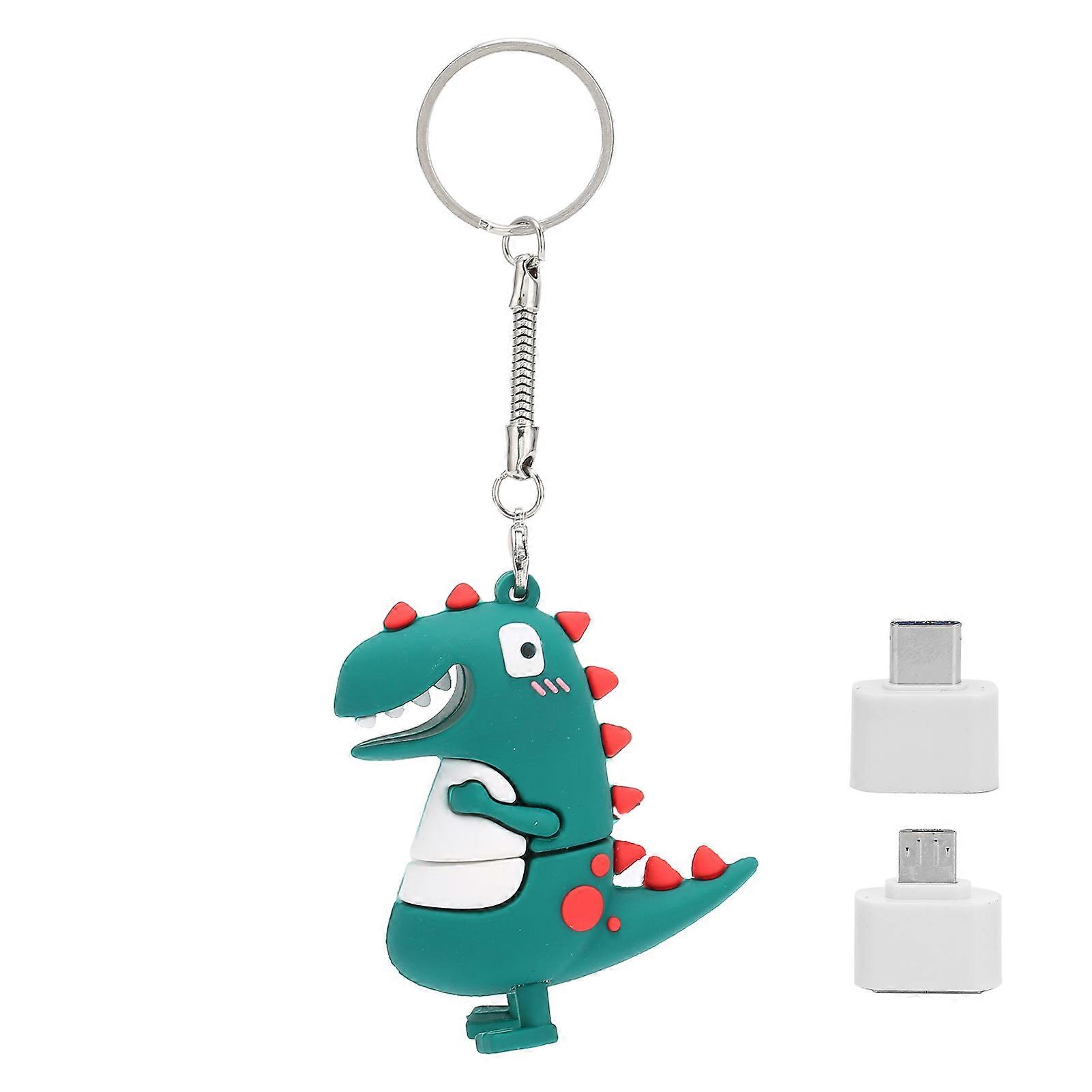 U Disk Memory Stick Little Dinosaur USB2.0 Portable Flash Disk Driver with TypeC Converter(4GB )