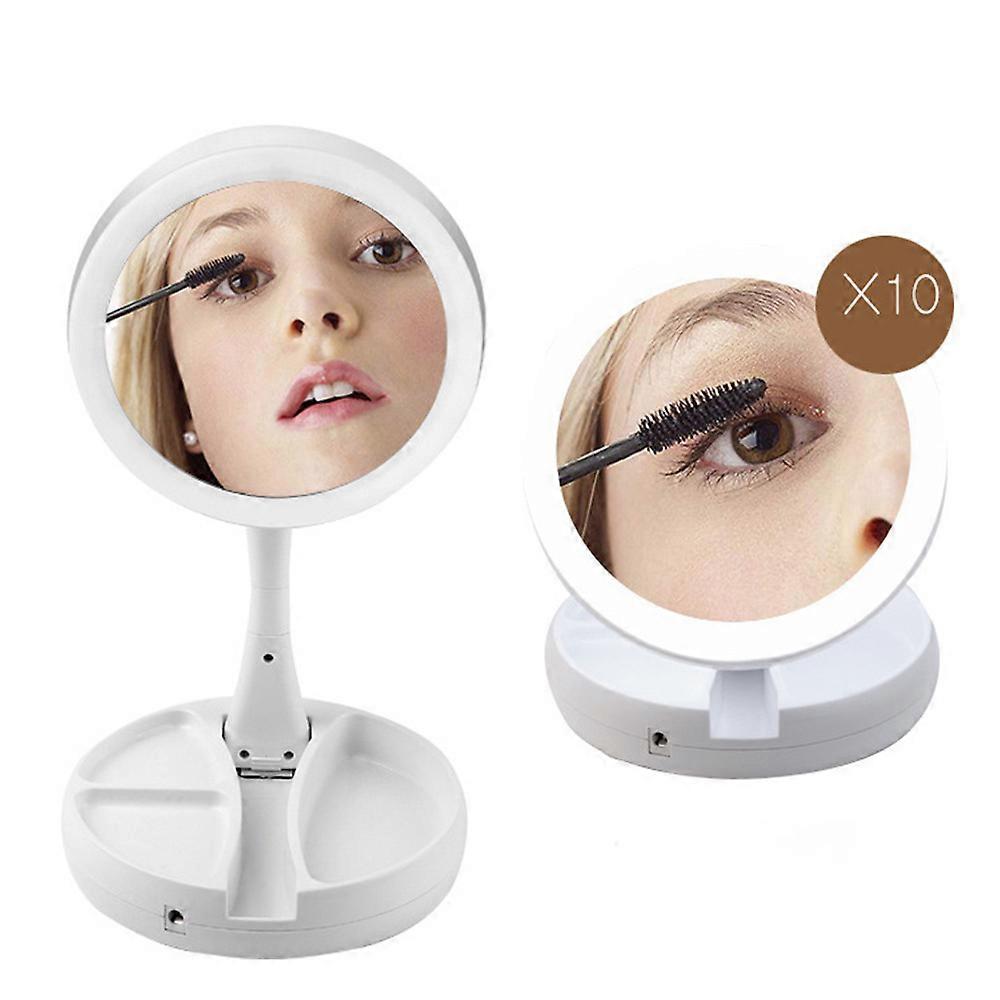 Portable LED Makeup Mirror with  Double-Sided Design