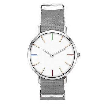 Zhoulianfa Men Male Fashion Watch Nylon Band Round Dial Quartz Business Wristwatch (Gray)
