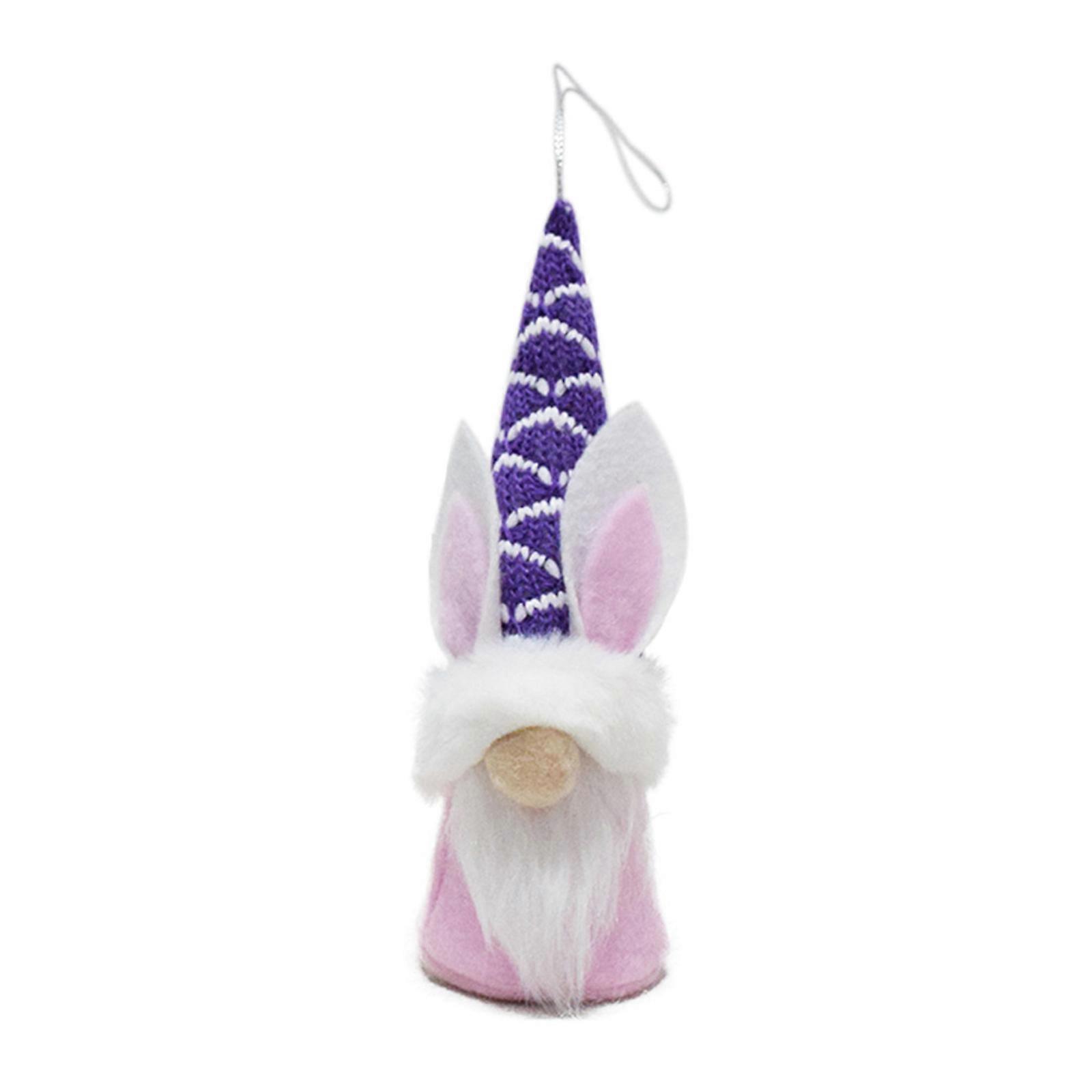 Easter Gnome Plush Scandinavian Tomtes Decorations LED Lighted Rabbit Gnome Hanging Ornaments Swedish Dwarfs Figurines Purple