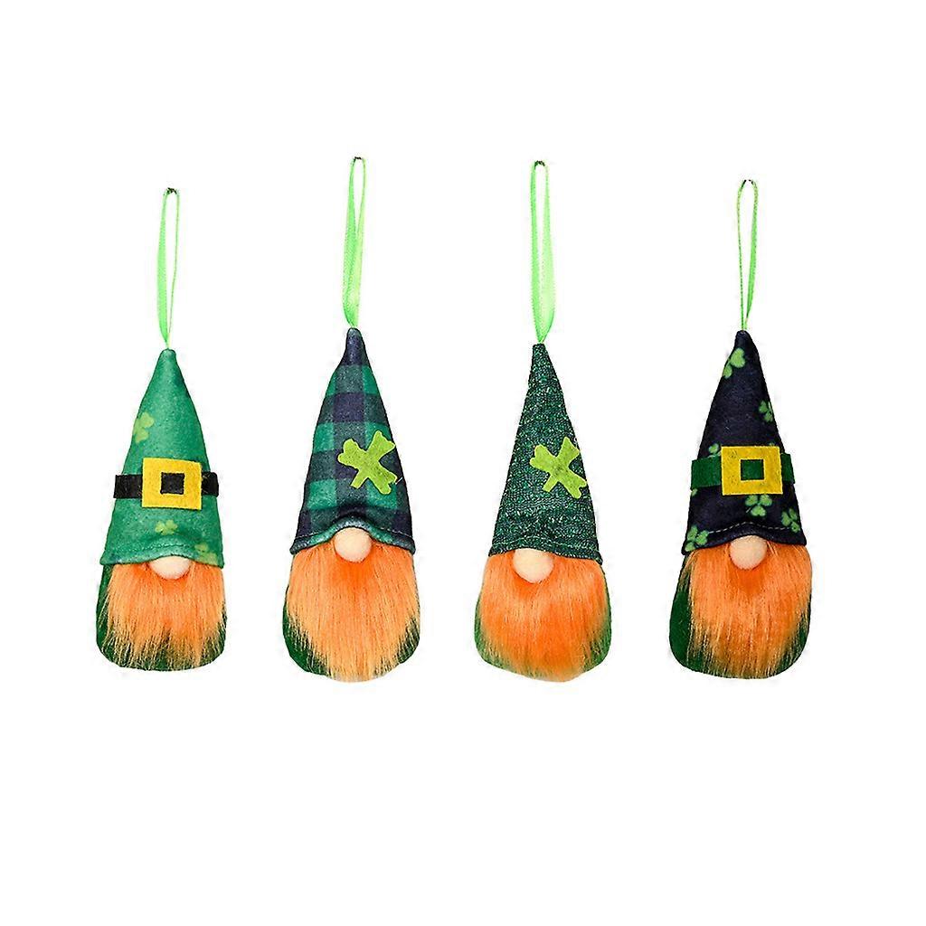 Saint Patricks Day Ornaments Gnome for Doll Pendants Set of 4 Plush Dolls Decor for Home Festival Party Front Door Windo