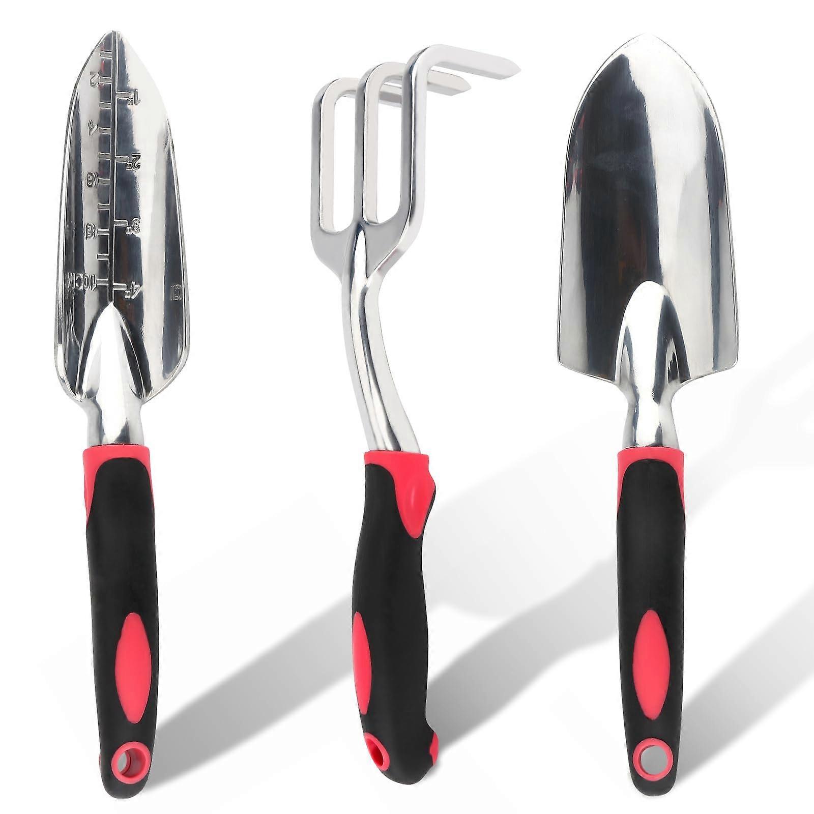 3-Piece Aluminum Garden Tool Set - Durable Trowel, Rake & Cultivator for Efficient Planting and Gardening Tasks