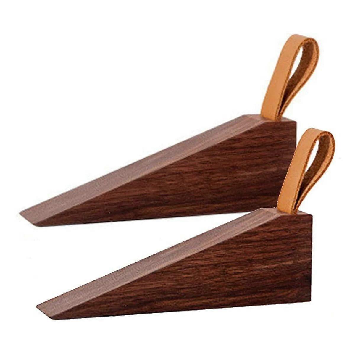 Solid Wood Door Stopper, Non-Slip Wedge, 2 Pack