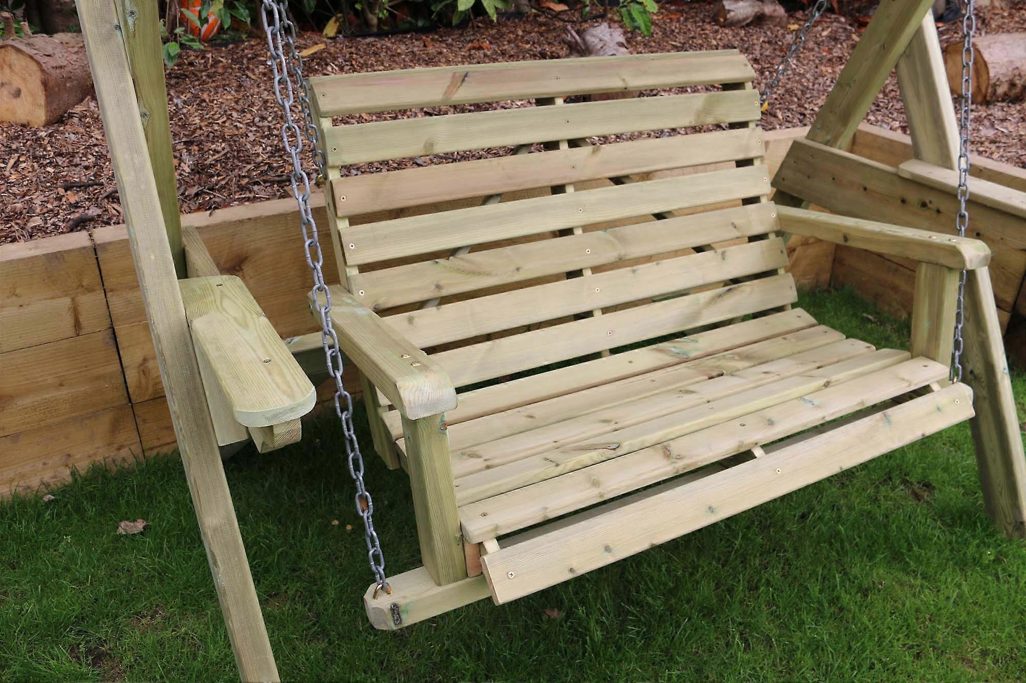 Hand Made Chunky Rustic Tonbridge 2 Seater Wooden Swing