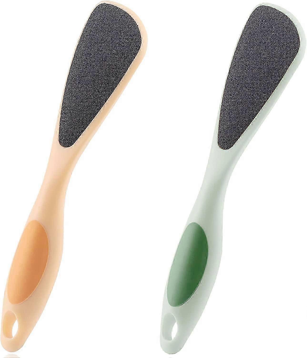 2 Packs Double-Sided Foot Pumice Stone for Feet, Foot Handle Pumice, Ergonomic Easy to Reach, Feet Scrubber