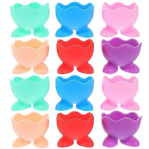 12pcs Silicone Egg Cups Easter Egg Cup Holders Cartoon Egg Holders Boiled Egg Cups Mixed Color