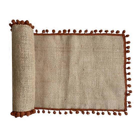 Party Table Runner Weaving Fabric Boho Style Small Plush Ball Decor Stain-Proof Reusable Table Protection Decoration Prom Banquet Table Runner