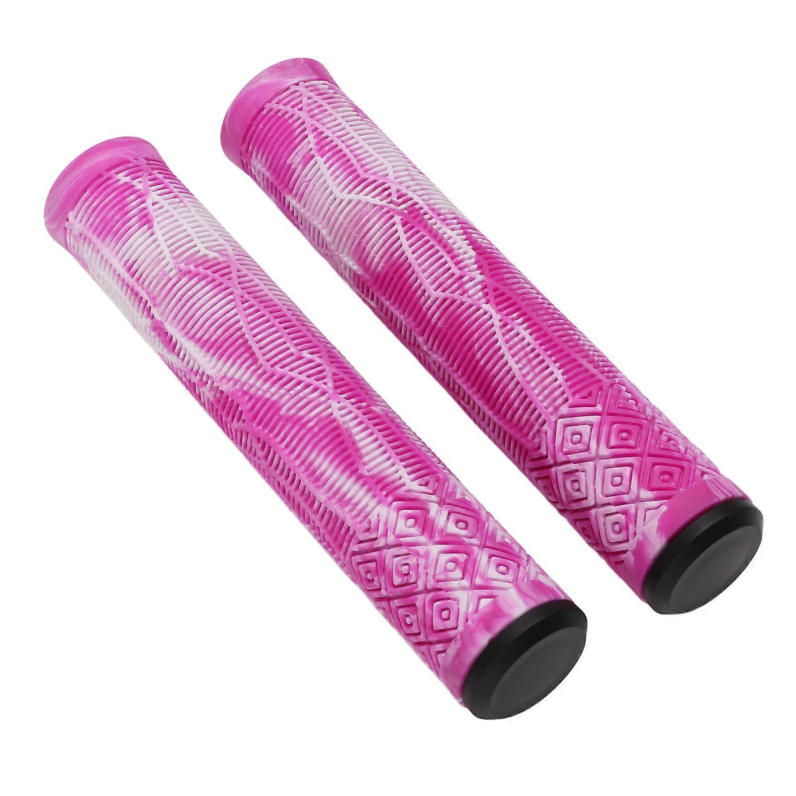 MTB Bicycle Grip 22.2mm TPE Rubber Handlebar Cover Bike Handlebar Gripwith Lock with Lock Bar EndPink Purple White