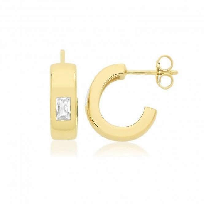 Acotis Silver Hoop Earrings Gold Plated Zirconia Set G51362GP