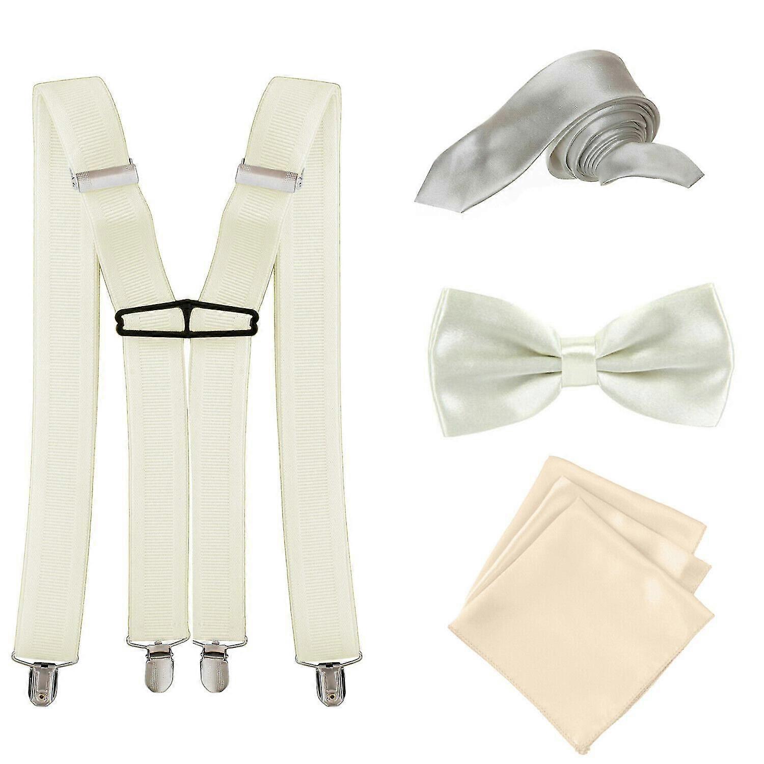 Men's Braces Bow & Necktie Square Handkerchief Set