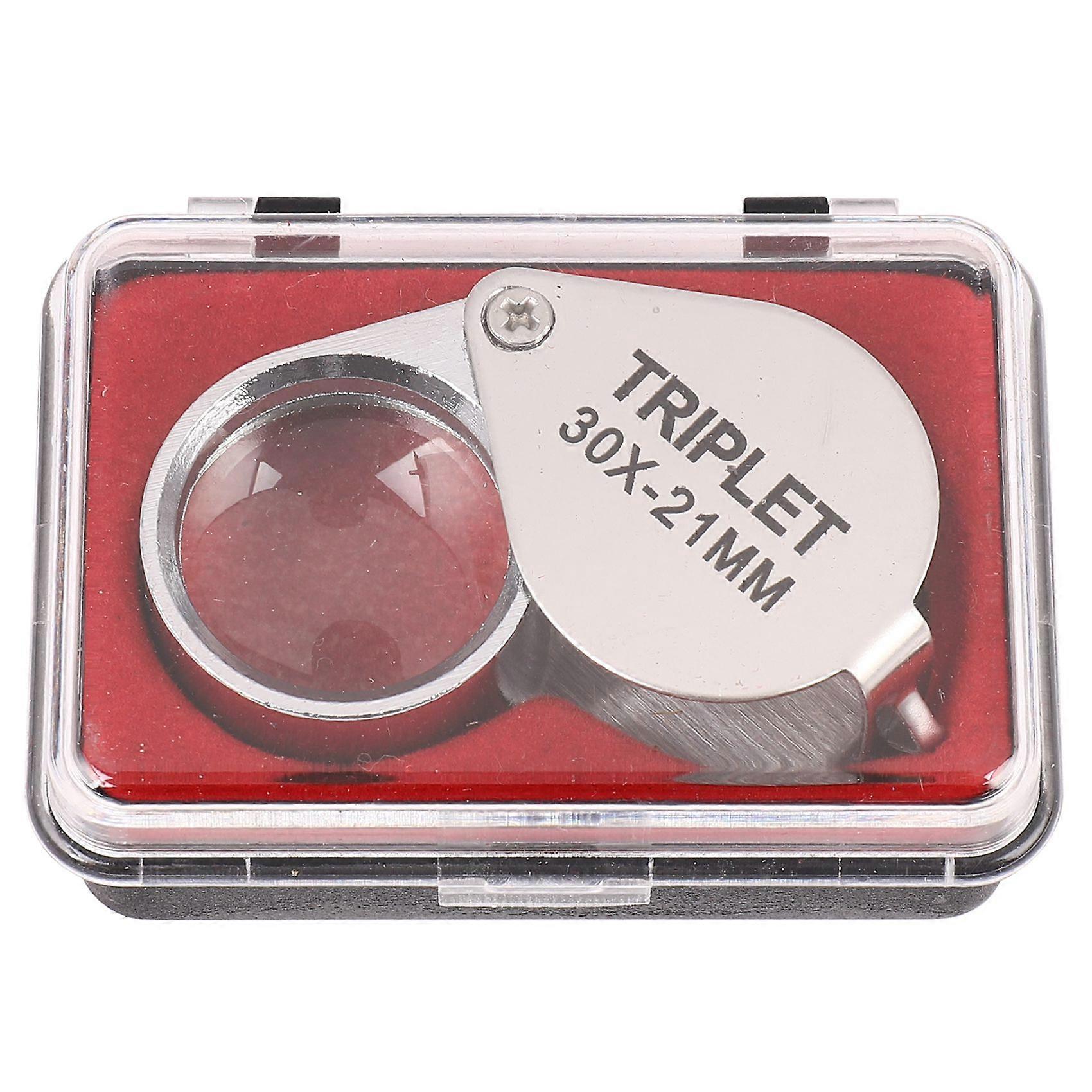 Portable 30x Power 21mm Jewelers Magnifier Gold Eye Loupe Glass