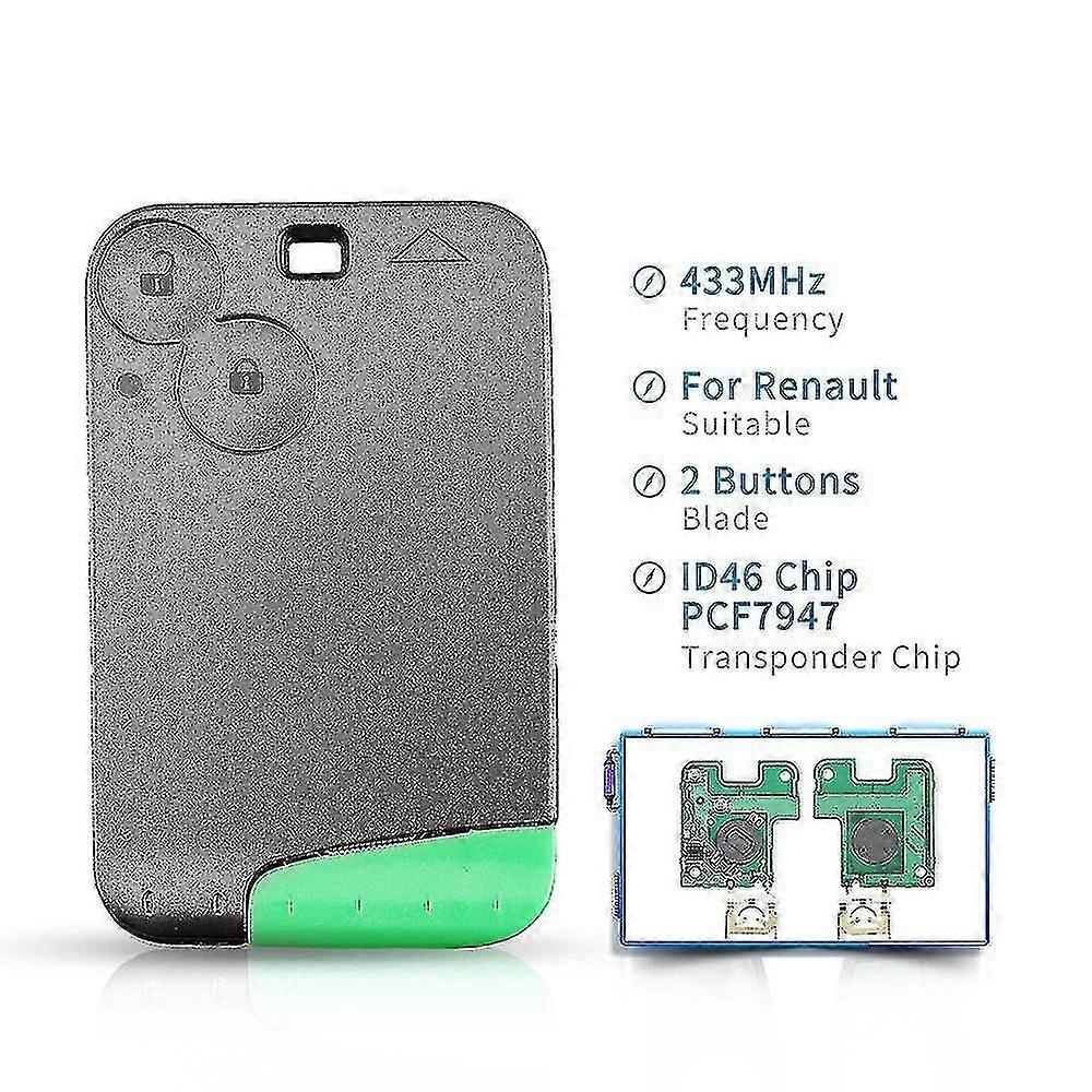 compatible Renault Laguna Espace 2 Buttons 433mhz Car Smart Key Card Pcf7947 Id46 Chip Remote Control Key Keyless Entry High quality