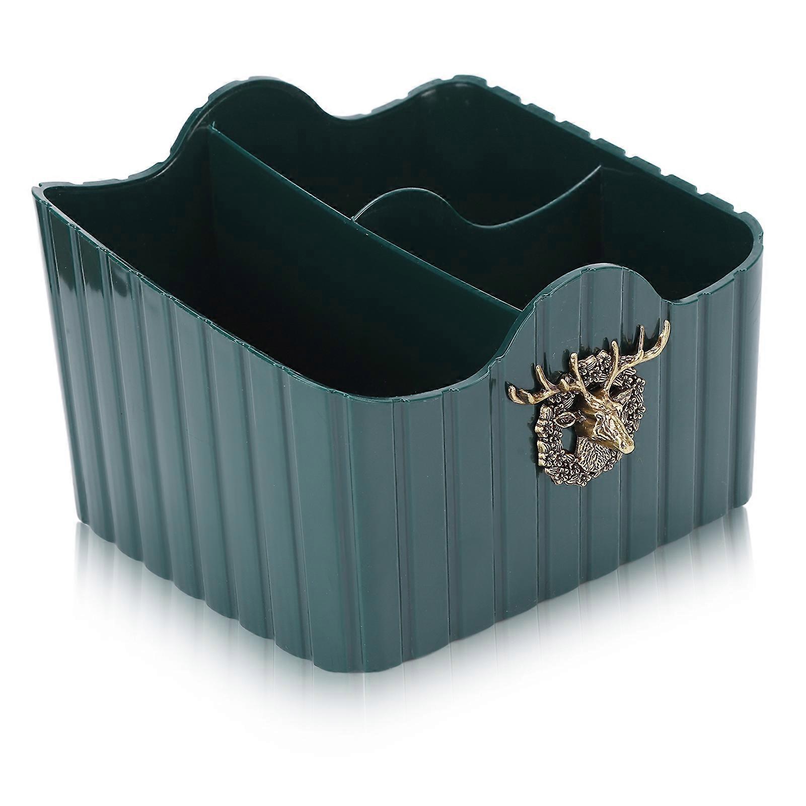 Cosmetic Desktop Storage Box Large Capacity 3 Compartment Elk Design