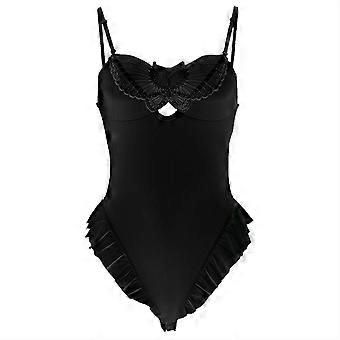 Vrouwen Sheer Bodysuit Mouwloze Eendelige Lingerie See Through Mesh Jumpsuit Top Mouwloos Maillot Bodysuit Body Tops Wit L