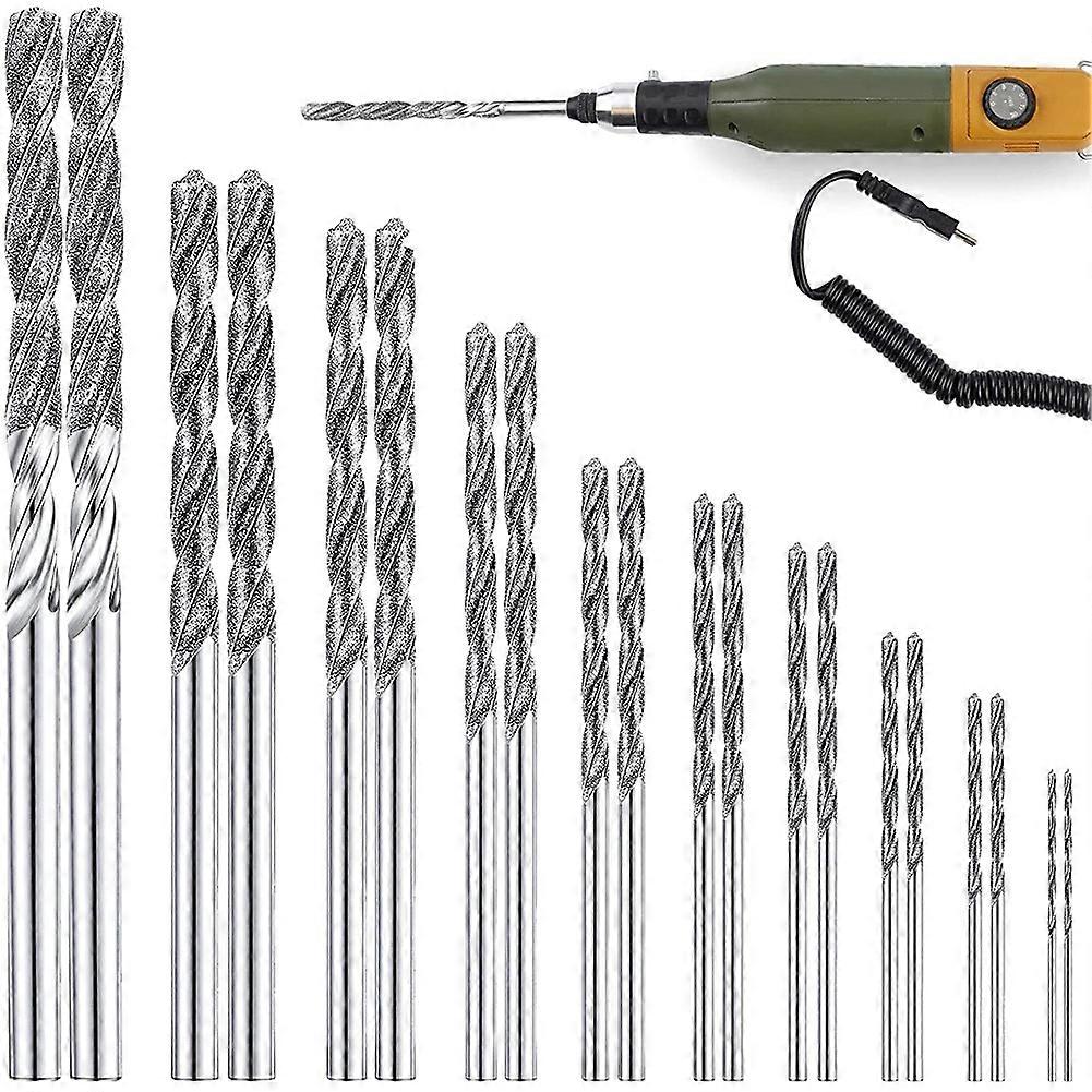 20 Pcs Diamond Drill Bits Set Twist Diamond Tip Drill Bit Heavy Duty