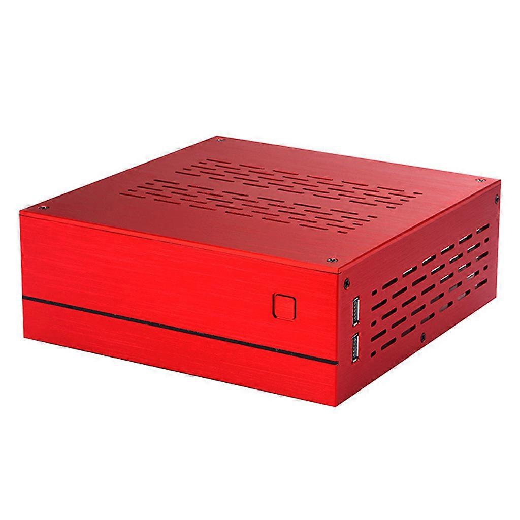 B01 Masaüstü PC Muhafazası Mini ITX Bilgisayar Kılıf Şasi Alüminyum / Cam Evrak Çantası Ev Sineması Bilgisayar Kutusu Kırmızı