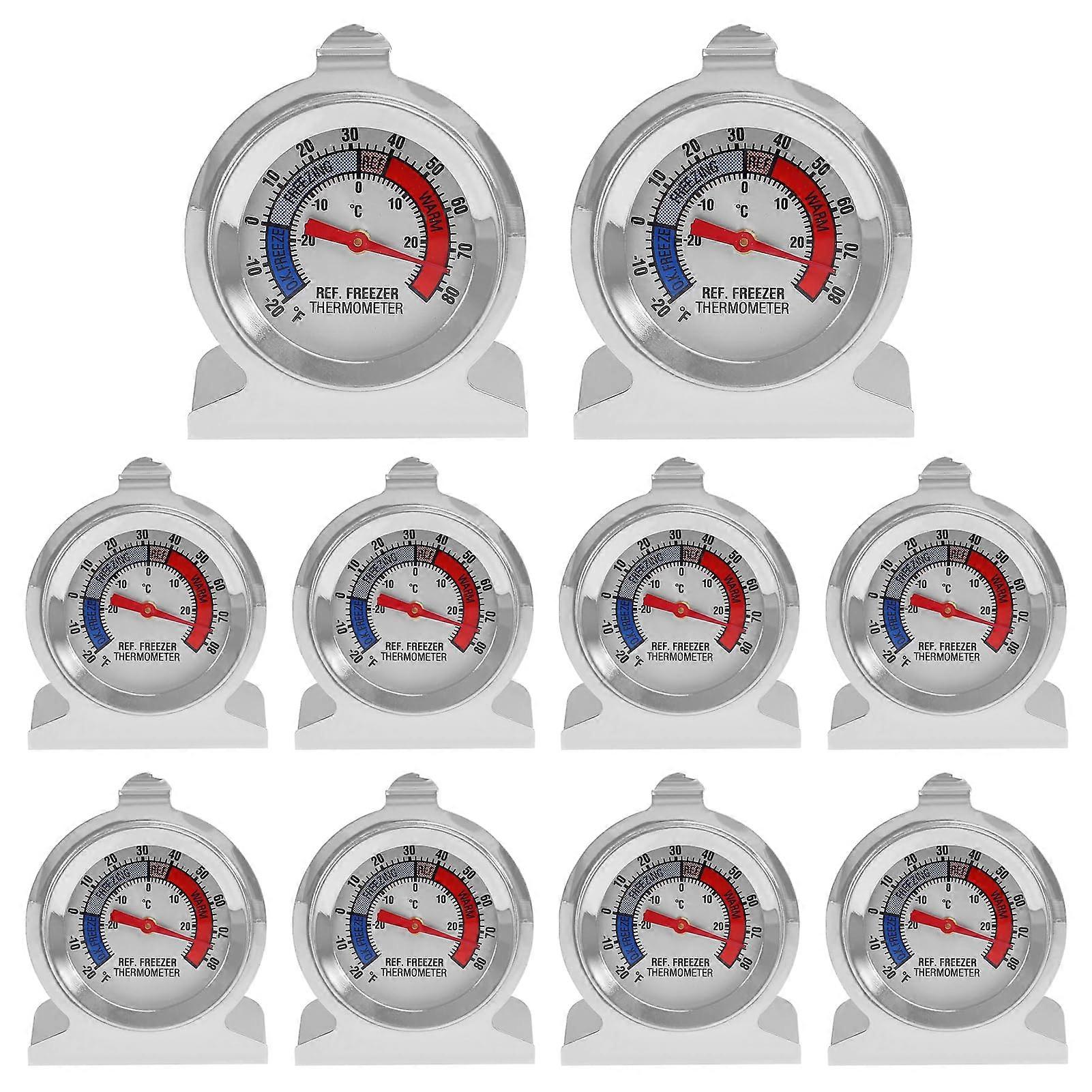 Refrigerator Thermometer Large Dial, Freezer Thermometer -30-30 Deg Deg ℃/-20-80 ℉, Fridge Thermometer by Stainless Steel (10pcs)
