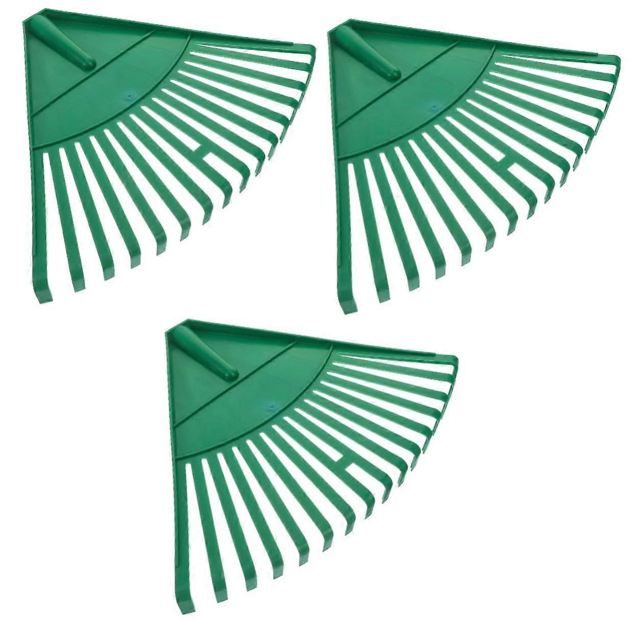 3pcs Manufactured Plastic Material Garden Soil Leaves Rake Large Working Area Fine Tooth Spacing Outdoor Use Rake