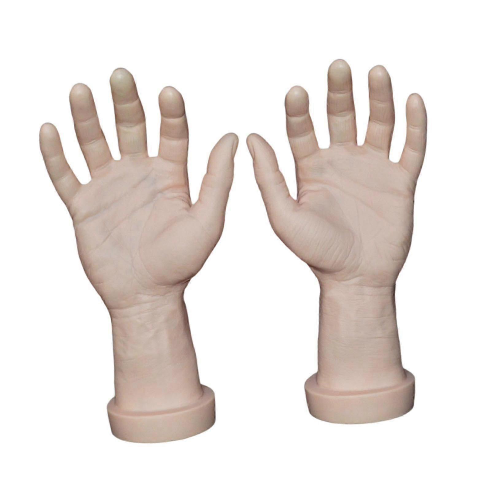 2 Pieces Male Hand Model Lifelike Jokes Toy for Themed Party Jewelry Display white