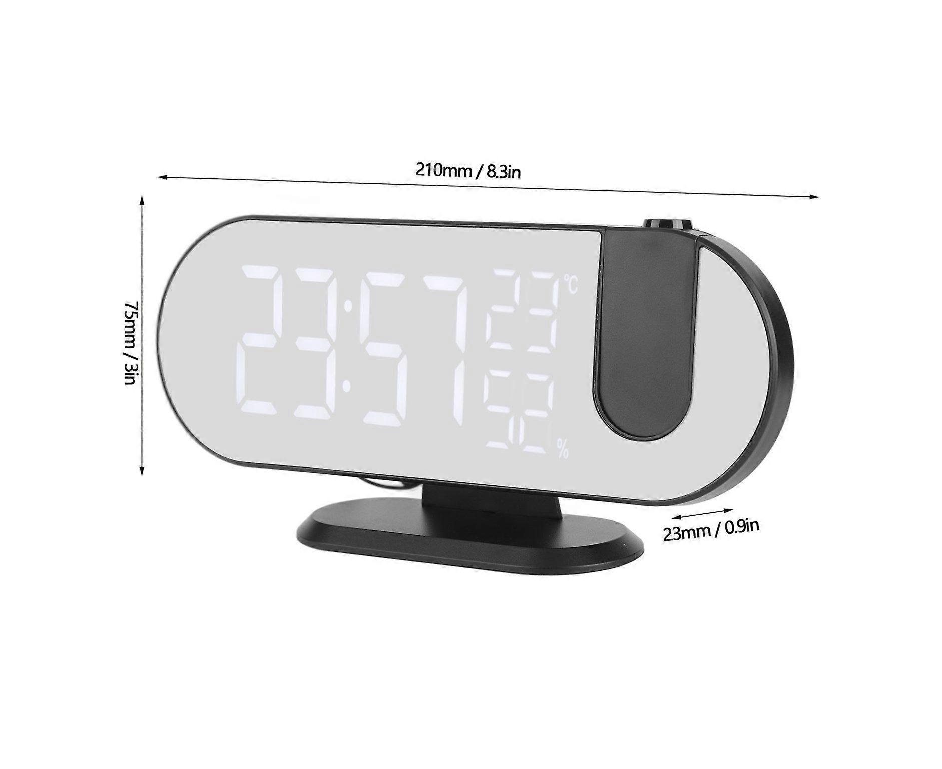 LED Projection Alarm Clock with USB Charging, Dual Time Settings, Mirror Display & Multifunctional Features