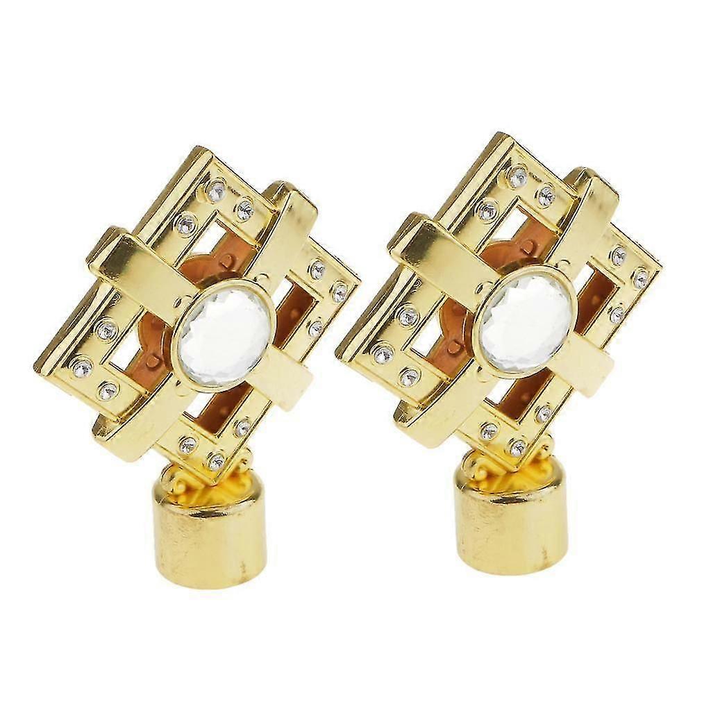 2xsquare Shape Window Curtain Pole End Drape Rod Finals Head Dia.28mm-silver