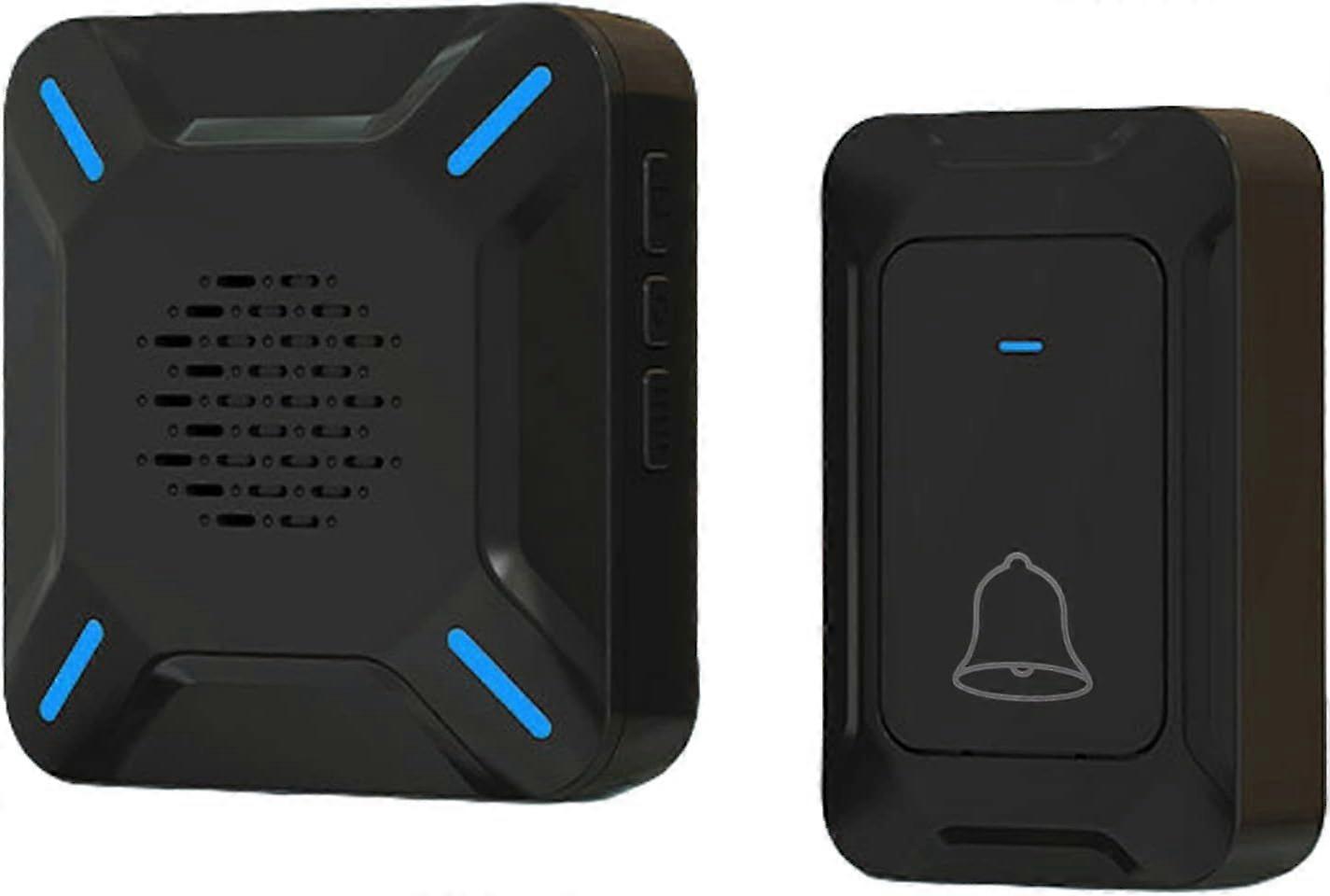 Wireless Doorbell Outdoor Waterproof, Large Loud Speaker, LED Indicator, 300M Range, 5 Adjustable Volume, 58 Ringtones (Black)