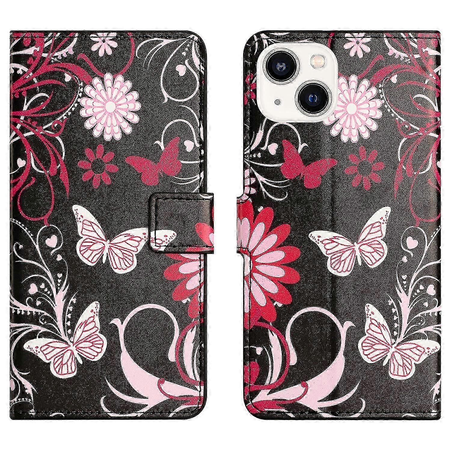 For Iphone 15 Pattern Printing Flip Case Pu Leather Stand Wallet Phone Cover