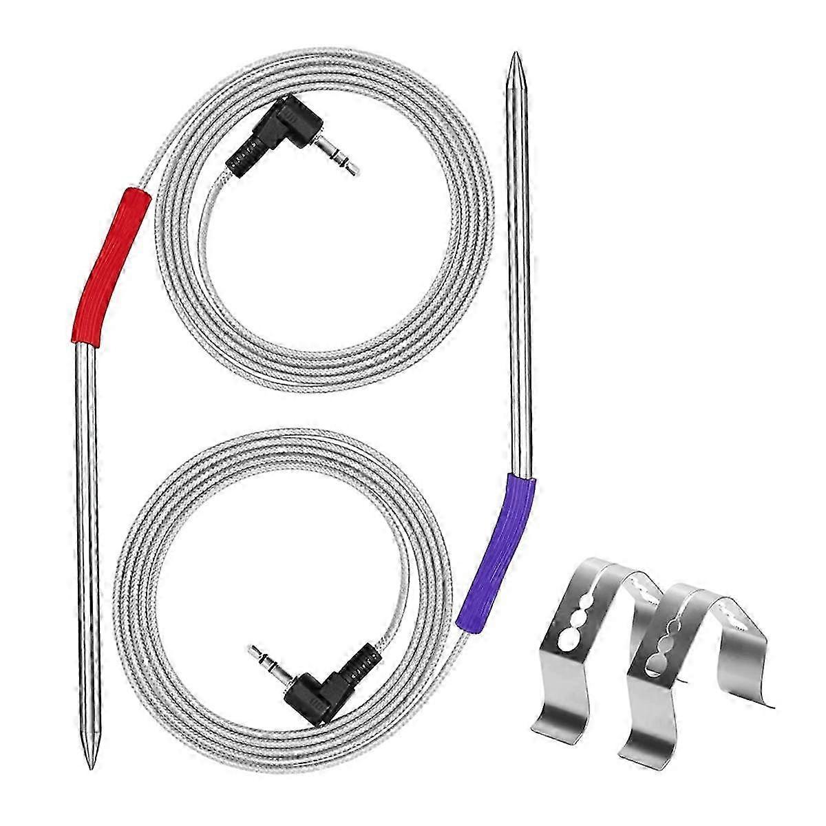 2-Pack Repalcement Meat Probe Compatible with Grill and Smoker,Temperature Probe with Probe Clip Acc
