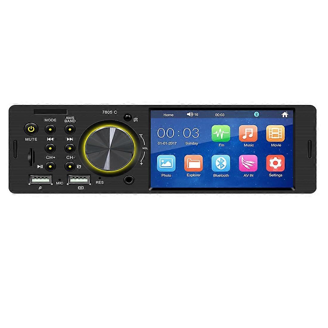 4.1 Inch Touch Screen Car Stereo with Bluetooth, Single Din Car Audio Receiver, FM Radio, Dual USB, TF Card Support