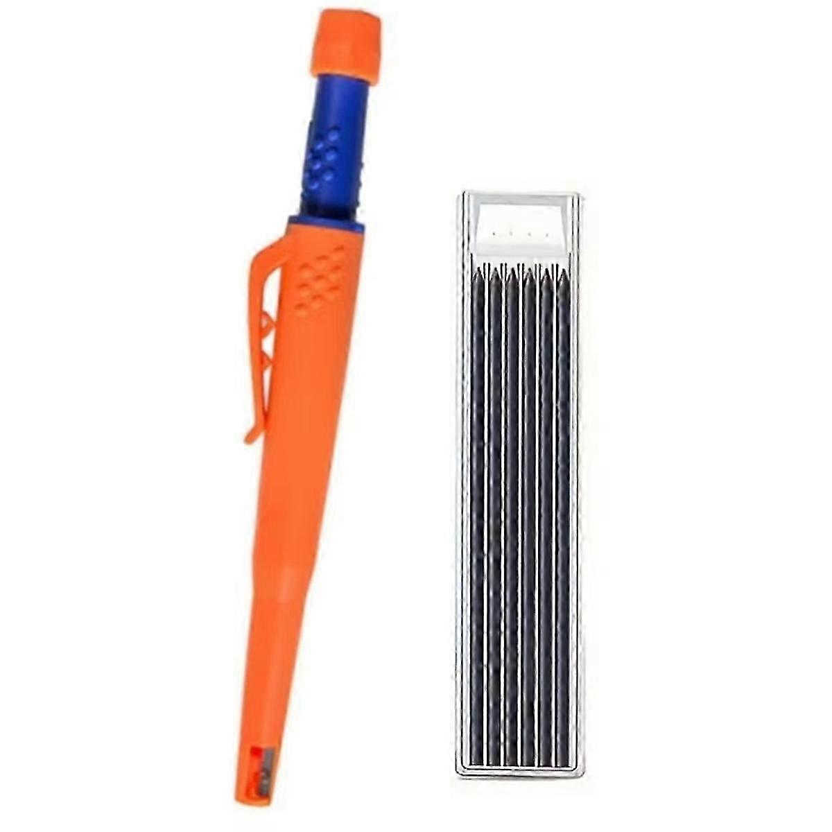 Solid Carpenter Pencil Set 2.8mm Deep Hole Mechanical Pencil Marker with Built in Sharpener for Car