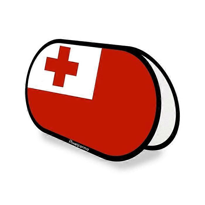 Oval Flag - Tonga - 70 x 120 cm - Polyester - Double-sided print - Retractable foldable