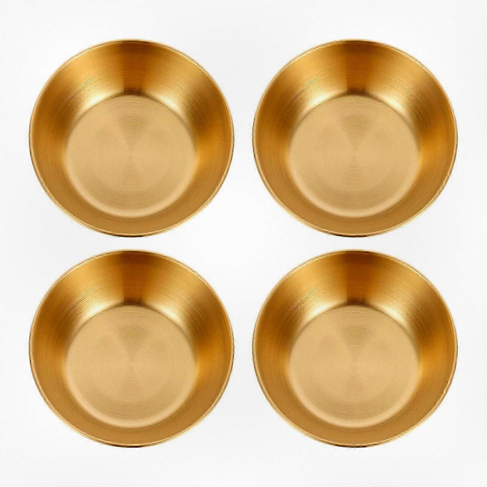 4pcs Serving Tray Set with Stainless Steel Sauce Dishes and Spice Plates for Various Occasions