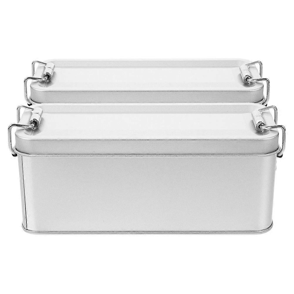 2pcs Rectangular Tinplate Box With Buckle Empty Cookie Tin Cookie Exchange Boxes Bakery Boxes For Cookies Biscuit Candy Tins