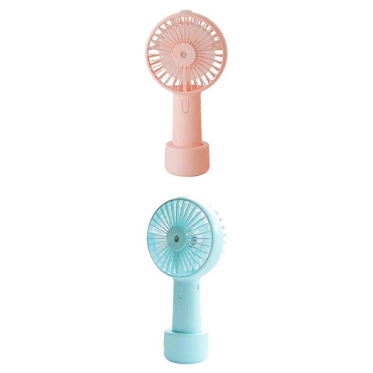 Set of 2 Mini Misting Fan Handheld Water Spray Mist Fan for Home Desk Travel