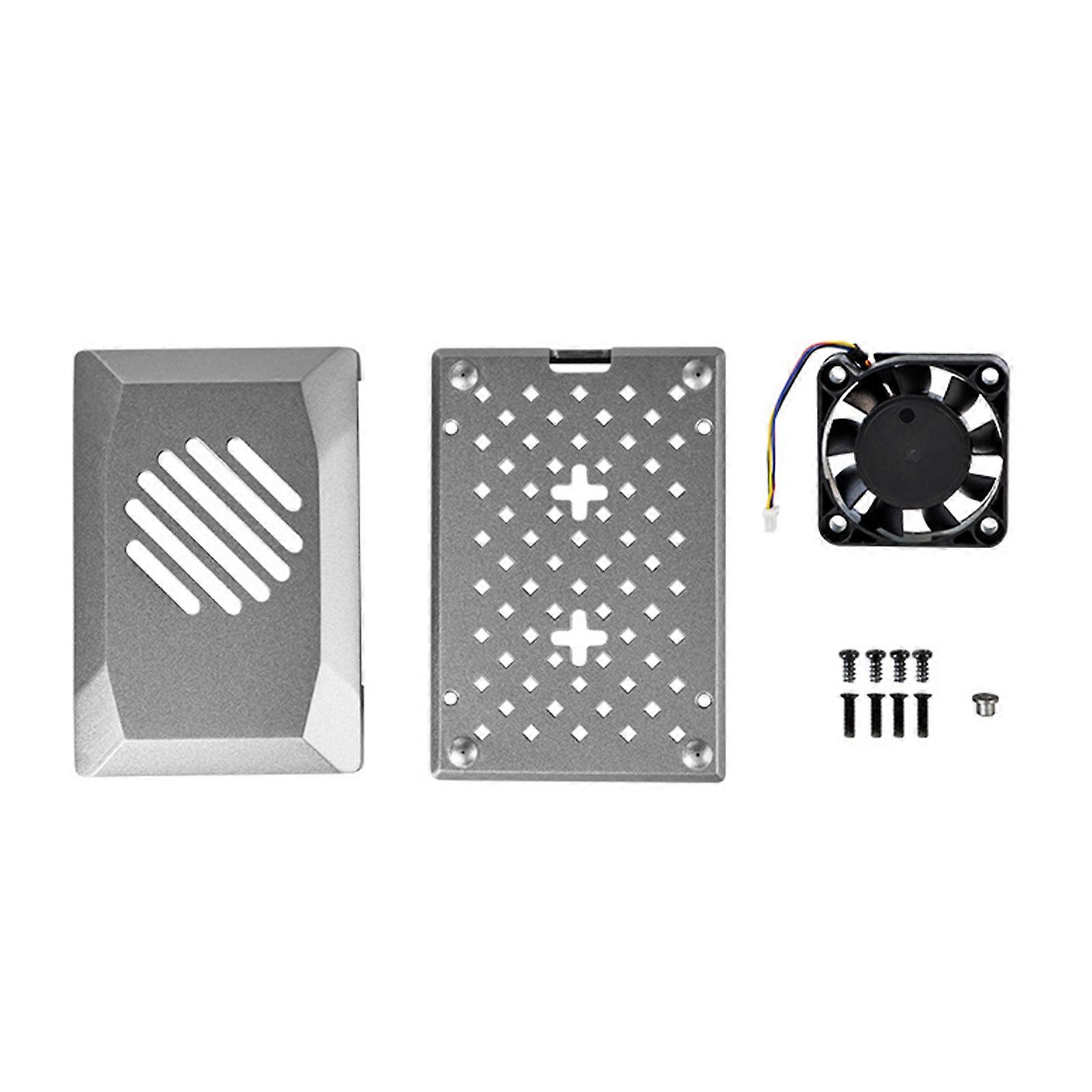 Silver Enclosure For RPI5 Housing With PWM Cooling Fan for RPI 5 Mainboard Protector Cooling Radiator